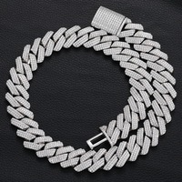 Chaîne cubaine en moissanite la plus vendue avec finition argentée et dorée, collier hip-hop disponible à bon prix