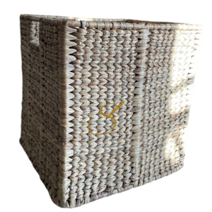 Panier artisanal en jacinthe d'eau : rangement tressé, linge, jouets (14 pouces) - Product Image 3