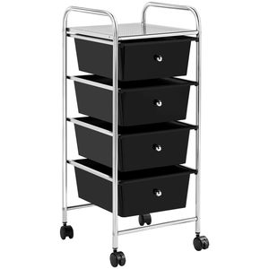 4-Drawer Metal Frame Rolling <b>Storage</b> Cart with Wheels Black Plastic and Iron <b>Trolley</b> for Bathroom and Home Use - Product Image 1