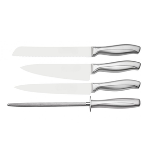 Juego de Cuchillos de Cocina de Acero Inoxidable de 7 Piezas con Bloque de Madera, Mangos Metálicos, Cuchillas de Chef Afiladas y Varilla de Afilado para el Hogar - Product Image 6