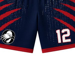 Shorts de basketball pour hommes, bleu marine et rouge, sublimés, légers, vêtements de sport performants pour l'entraînement en équipe, les matchs et les entraînements - Product Image 6