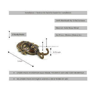 Porte-clés mural artisanal en laiton antique gravé, motif visage de femme tribale Bastar Dhokra, 5 pouces, décoration traditionnelle indienne pour la maison et l'hôtel - Product Image 3