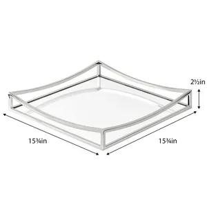 Contemporary Decorative Coffee Tray for Stylish Modern ApartmentsZahid Exports Modern Geometric <b>Mirrored</b> Decorative Glass - Product Image 2