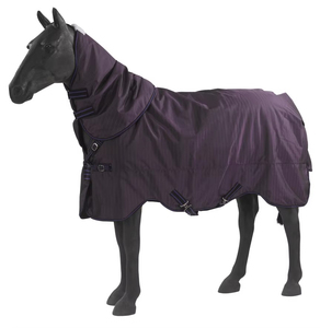 Couverture imperméable pour cheval avec col haut et 2 sangles de fixation pour utilisation en extérieur toutes saisons, tissu Oxford - Product Image 1