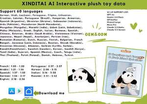 Jouet interactif AI pour bébés 12M+ avec capteur tactile, en peluche rembourrée de coton PP, sons de chaton, yeux LED, certifié EN71 RoHS - Product Image 2