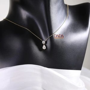 Collier Goutte de Poire avec Pendentif Diamant Rond et en Forme de Larme, Bijou Fin Minimaliste et Élégant pour Femme, Délicat au Quotidien - Product Image 4