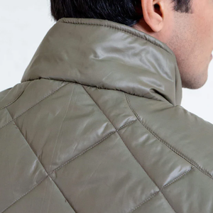 Chaleco Acolchado Color Oliva para Hombre, Cuello Mao, Cierre de Cremallera, Impermeable, Cortavientos, Ropa Casual de Invierno, Corte Regular - Product Image 2