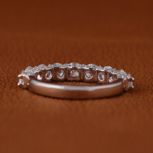 Round cut lab grown diamond Wedding Band 1.80 TCW Half Eaternity band Bridal Set 14K White Gold Band Stackable Band - Product Image 3