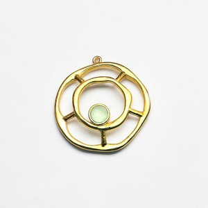 Geometric Gold Plated Alloy Pendant With Green Amethyst Stone Bezel Set Solitaire Charm Unisex Vintage Style - Product Image 1