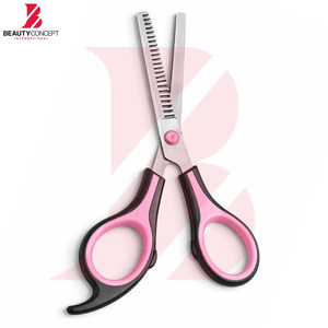 Tijeras de Adelgazamiento con Mango de Plástico Negro y Detalles Rosados, Tijeras Profesionales para el Cabello para Mujeres, Estilistas de Salón y Barberos - Product Image 2