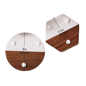 Posavasos de Madera y Mármol de Doble Tono, Modernos y Elegantes, Hechos a Mano, de 10 mm de Grosor, para Decoración del Hogar - Product Image 1