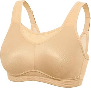 Soutien-gorge de sport respirant sans coutures pour femme avec logo frontal, couvrance intégrale, col montant, soutien pour l'entraînement en salle et la course à pied - Product Image 6