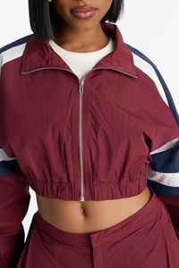 Survêtement imperméable pour femme en nylon respirant avec doublure en maille personnalisée, taille plus, tissu à mémoire de forme, fermeture éclair - Product Image 5