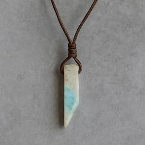 Caribbean Calcite Natural Crystal Unshaped Pendant Necklace with Adjustable <b>Rope</b> <b>Chain</b> for Men and Boys - Product Image 2