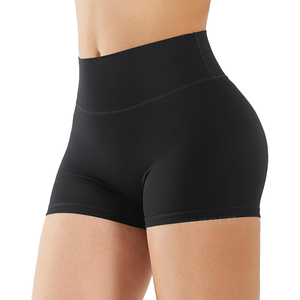 Shorts de yoga taille haute noirs pour femmes, non transparents, effet ventre plat, en spandex, pour la gym, vente en gros - Product Image 2