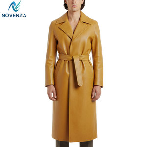 Manteau trench élégant pour homme en cuir véritable, doublure chaude réversible, coupe ajustée pour tenue décontractée ou formelle - Product Image 4