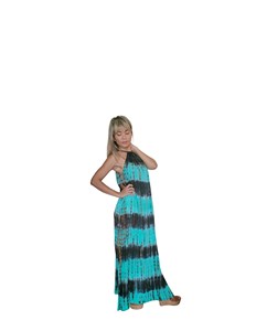 Vestido largo de rayón con efecto tie-dye estilo bohemio para mujer, sin mangas, fluido, ligero, informal, para la playa en verano - Product Image 1