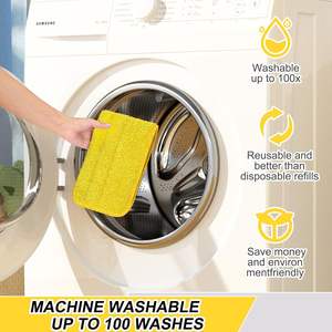 Serpillère plate professionnelle en microfibre écologique de haute qualité avec manche en acier inoxydable, 4 tampons réutilisables et lavables, essorage automatique en 10-20 secondes - Product Image 2