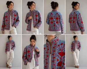 Hand Embroidered <b>Velvet</b> <b>Women's</b> Mandarin Collar Floral Pattern Quilted Reversible Belt Closure <b>Jacket</b> Autumn Eco-Friendly Thick - Product Image 5