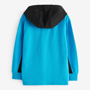 Sweat-shirt à capuche pour homme, couleur bleue, à blocs de couleurs, manches régulières, tricoté, pour l'automne - Product Image 2