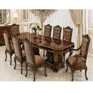 Nuevo Juego de Comedor de Madera de Teca Estilo Napolitano, Elegante Juego de Comedor para 8 Personas, Muebles de Comedor de Alta Gama Hechos a Medida, Mesa y Sillas de Comedor, Reino Unido - Product Image 1