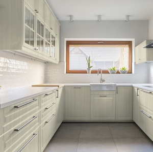 JY Project Customized European Shaker Modern Modular Melamine Wall <b>Kitchen</b> Cabinets Full Set OEMs 2 Years Warranty After-sale - Product Image 1