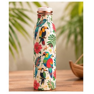 ขวดน้ำทองแดงลายซากุระ ดีไซน์นกดอกซากุระ พกพาสะดวกสำหรับการเดินทาง - Product Image 5