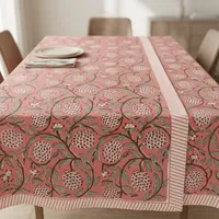 Nappe imprimée à la main motif floral en coton, style rustique, cadeau de pendaison de crémaillère, prix de gros