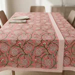 Block Print Tablecloth Floral Cotton <b>Table</b> <b>Cover</b> <b>Table</b> Cloth Farmhouse Tablecloth Housewarming Gift in Wholesale Price - Product Image 6