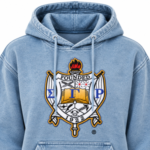 เสื้อฮู้ดดี้ผ้าเดนิมสีอ่อนปักลายเชนิลล์ 1922 แบบสวมหัว มีกระเป๋าจิงโจ้ ล้างสีแบบแอซิดวอช สไตล์ลำลอง ยูนิเซ็กส์ - Product Image 5