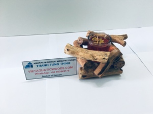 Porte-bougie en bois de style classique fait à la main, en bois flotté, avec couleur et logo personnalisables pour mariage et décoration intérieure - Product Image 3