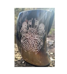 Handmade Viking Drinking Horn Beer Mug Natural Ox Horn Rustic Medieval Norse Ale <b>Cup</b> Barware Gift - Product Image 2
