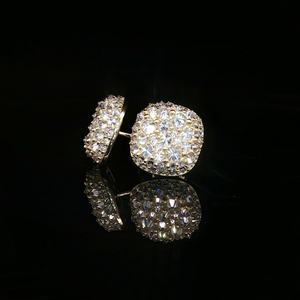 Iced Out Hip Hop <b>Stud</b> Earrings 925 <b>Sterling</b> <b>Silver</b> VVS Moissanite Diamond Cluster Earrings Screw Back Unisex Jewelry - Product Image 4