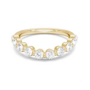แหวนแต่งงานแบบโค้งครึ่งวงประดับเพชรแล็บโกรว์ ทองคำแท้ 10K 14K 18K ฝังเพชรแบบหนามเตย สามารถซ้อนกันได้ เหมาะสำหรับใส่ทุกวัน เครื่องประดับคุณภาพสูง - Product Image 1