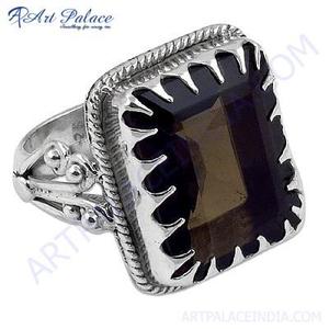 Fantastic Fashionable Gemstone Silver <b>Ring</b> with Smokey <b>Quartz</b> - Product Image 1