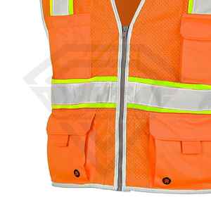 เสื้อกั๊กสะท้อนแสงตาข่ายสีส้มคุณภาพสูงพร้อมกระเป๋า เสื้อผ้าทำงานแบบมองเห็นได้ชัดเจนสำหรับอุตสาหกรรม จากผู้ผลิต - Product Image 5