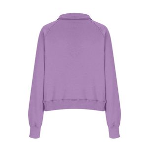 Sweat-shirts demi-zippés OEM/ODM Streetwear, col roulé vintage, manches longues, couleur unie, épaules tombantes, pour femmes - Product Image 6
