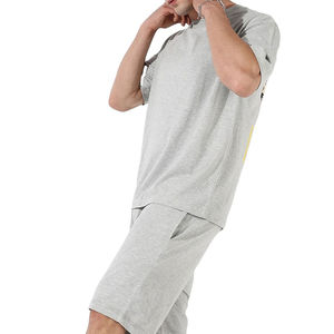 High Quality 100% Cotton <b>Knitted</b> Fabric Breathable Two-Piece Casual T-Shirt Shorts <b>Set</b> Men's Summer Thin Quick Drying Sports - Product Image 3