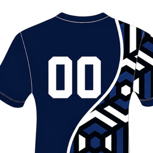 Camiseta de Rugby Geométrica Azul Marino, Negra y Blanca, de Manga Corta y Cuello Redondo, Personalizable, Transpirable, para Entrenamiento Deportivo en Equipo - Product Image 4