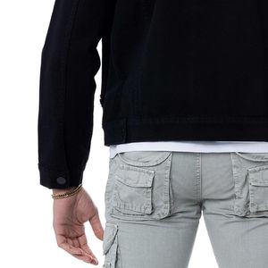Veste décontractée noire en tricot écologique respirant pour homme, col rabattu, coupe classique, 100 % coton, simple boutonnage, couleur unie - Product Image 6