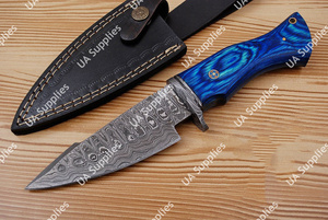 Couteau de chasse et de camping professionnel en acier Damas forgé à la main, lame martelée, manche en bois Pakka, support OEM/OBM – Meilleure vente - Product Image 4