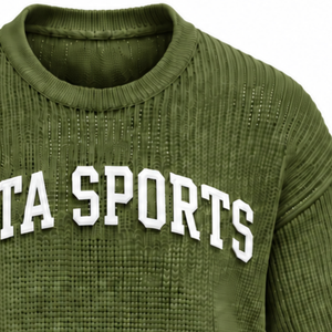 T-shirt en tricot vert olive pour homme, manches courtes, col rond, texture décontractée, haut personnalisé imprimé, streetwear, mode estivale, vente en gros - Product Image 6