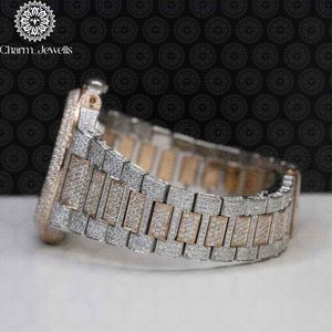 Reloj de Lujo para Hombre Charm_Jewells, Caja Tonneau de Acero Inoxidable de 42 mm, Cuarzo Analógico, Esfera con Incrustaciones de Diamantes, Cristal de Zafiro - Product Image 2