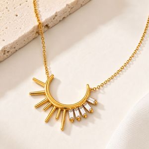 Collar Celestial Sunburst con Colgante de Zirconia para Marcas de Joyería de Boutique - Product Image 1