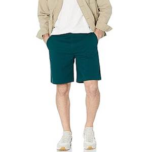 Shorts Bermuda Homme Couleur Unie Taille Mi-Haute Fermeture Élastique Tissu Toile Respirant Séchage Rapide Style Décontracté Vert - Product Image 1