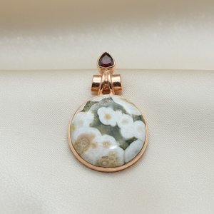 Natural Ocean Jasper and <b>Garnet</b> Gemstone Pendant 925 Sterling Silver Rose Gold Yellow Gold Plated Healing Boho Jewelry Gift her - Product Image 3