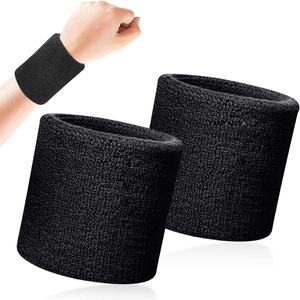 Bandeaux de poignet en tricot noir antidérapants de 4,5 cm de large pour la gym, toutes saisons, ajustement universel - Product Image 1