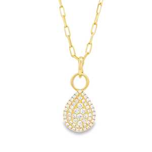 Colliers solitaires ajustables 45,5 cm avec pendentifs goutte d'eau pavés de diamants de laboratoire ronds en forme de poire, bijoux minimalistes à superposer - Product Image 1