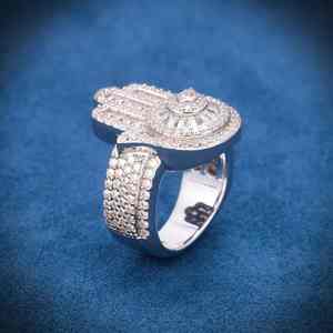 Anillo de Moissanita con Forma de Mano para Mujer, Chapado en Oro Blanco, Joyería de Lujo Estilo Hip Hop, Tendencia de Moda, Avira Jewels - Product Image 2