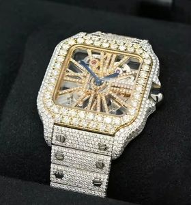Pass Diamond Tester Stainless Steel Business Luxury Hip Hop Fully Iced Out Mens <b>Watch</b> with Pointer Dial <b>Mechanical</b> Movement - Product Image 3